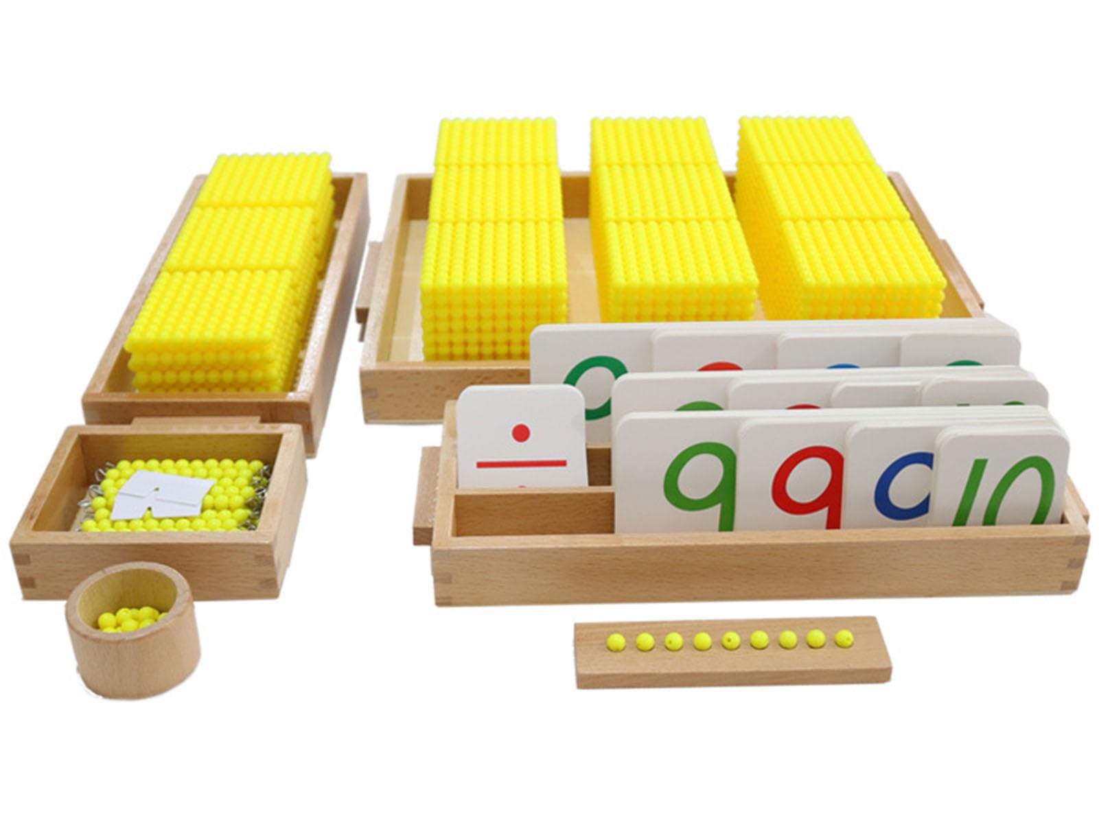 Juego Bancario del Sistema Decimal Montessori, Materiales Manipulativos de Perlas Doradas para el Aprendizaje del Valor Posicional y Aritmética,Model a