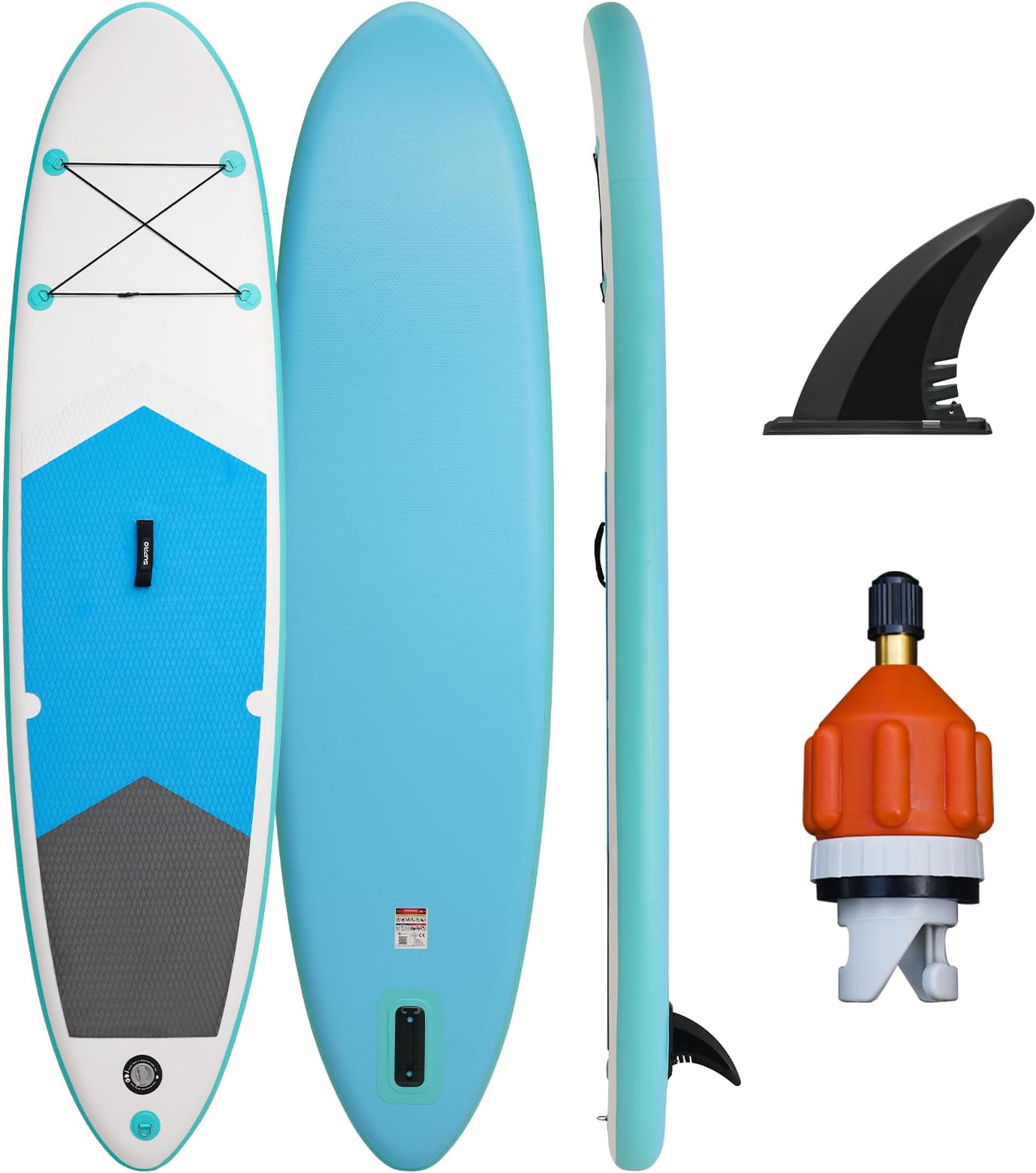 FunWaterInflatable 10'×30"×6" Paddle Board Inflatable SUP Inflatable Stand Up Paddle Board for All Skill Levels Included with Stand Up Paddle Board, Fins, Air Valve Adapters