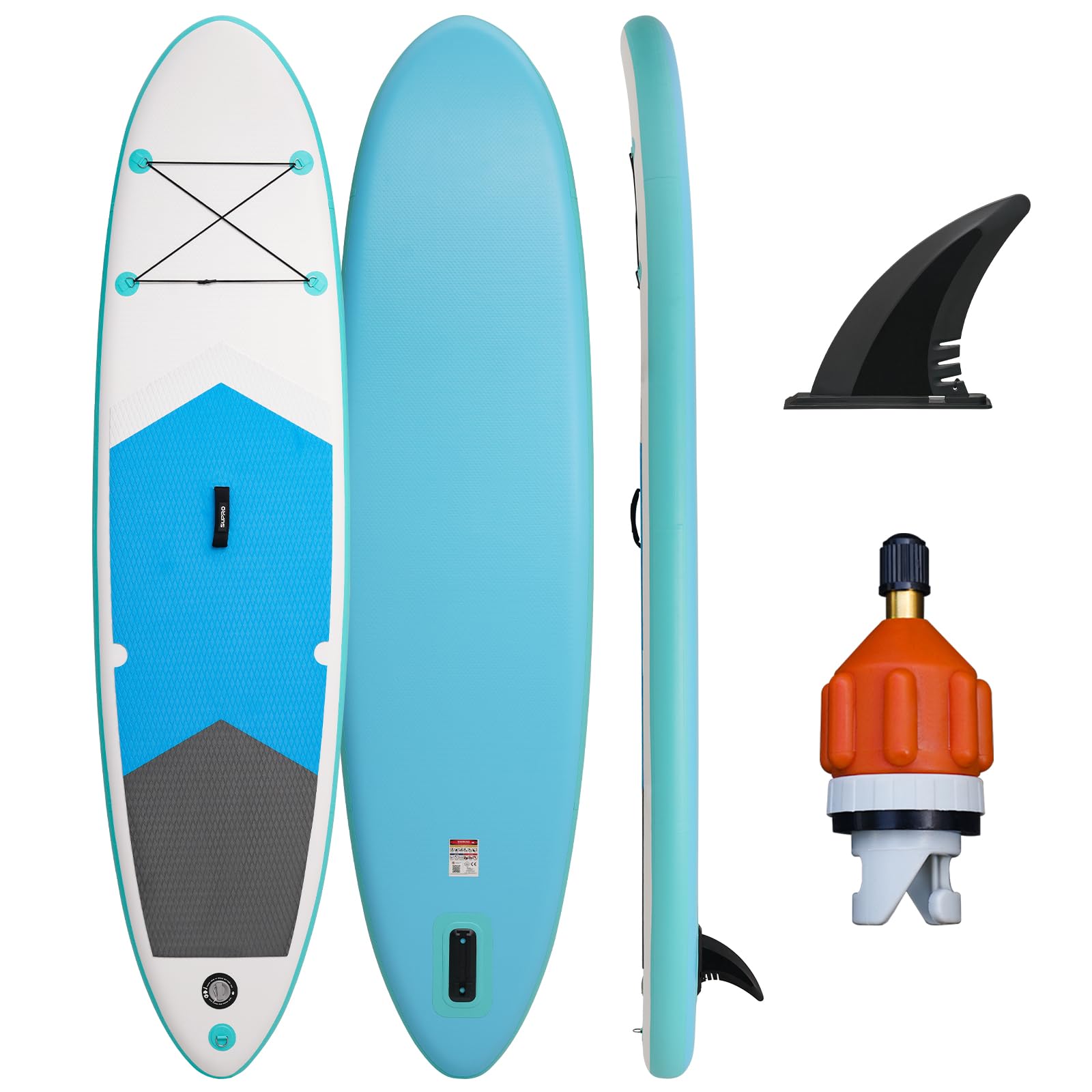 FunWaterInflatable 10'×30"×6" Paddle Board Inflatable SUP Inflatable Stand Up Paddle Board for All Skill Levels Included with Stand Up Paddle Board, Fins, Air Valve Adapters