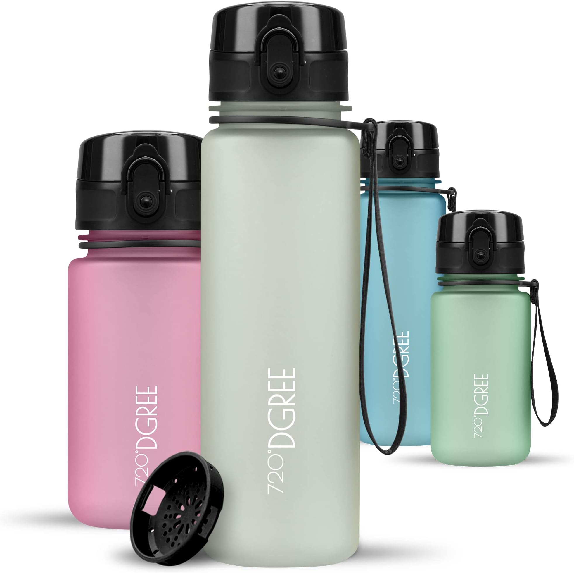 720°DGREE Water Bottle Kids 500ml “uberBottle“ softTouch +Sieve - BPA-Free Tritan, Leakproof, Reusable Drinking Bottle - Waterbottle for Children, School, Playground, Boys, Girls, Handbag, Sport, Bike