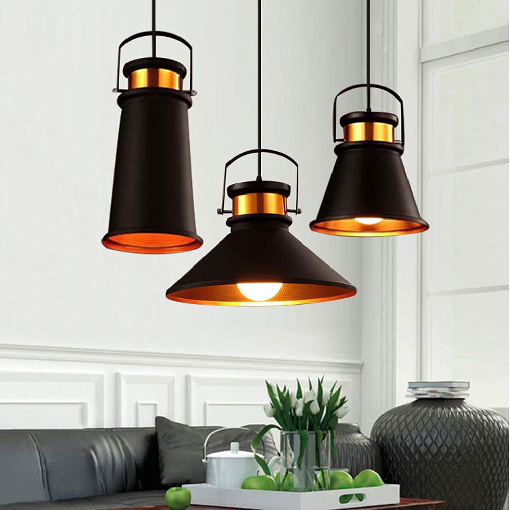 Luz de suspensión de metal con personalidad creativa, lámpara colgante de estilo industrial nórdico, lámpara de araña de una sola cabeza con tornillo E27, restaurante, bar, accesorio de ilumi