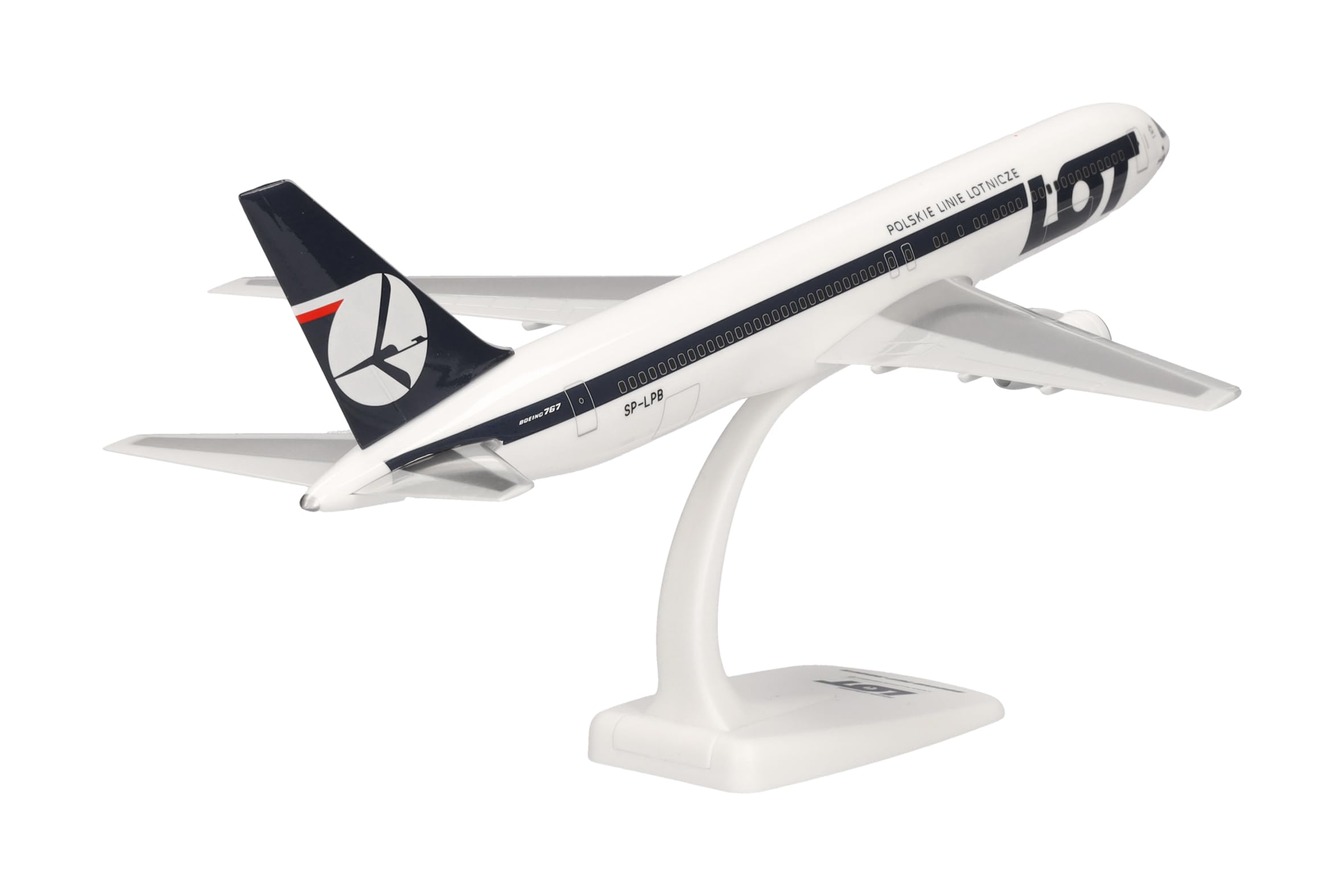 Herpa Snap-Fit Modellflugzeug Lot Polish Airlines Boeing 767-300, Miniatur im Maßstab 1:200, Sammlerstück, Modell mit Standfuß, Kunststoff