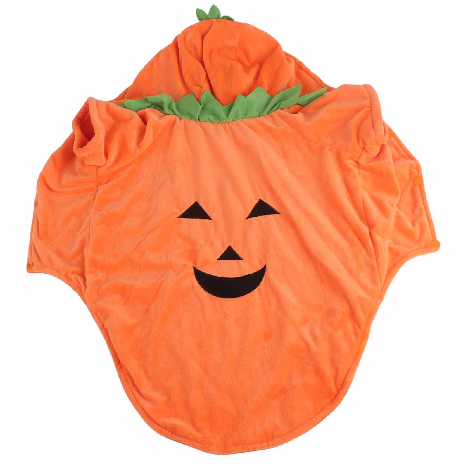 Qudinip Halloween Pumpkin Dog Clothes, Warm Fleece Dog Costume for Medium Large Dogs with Loose Collar, for Teddy Golden Retriever Bulldog (3XL)