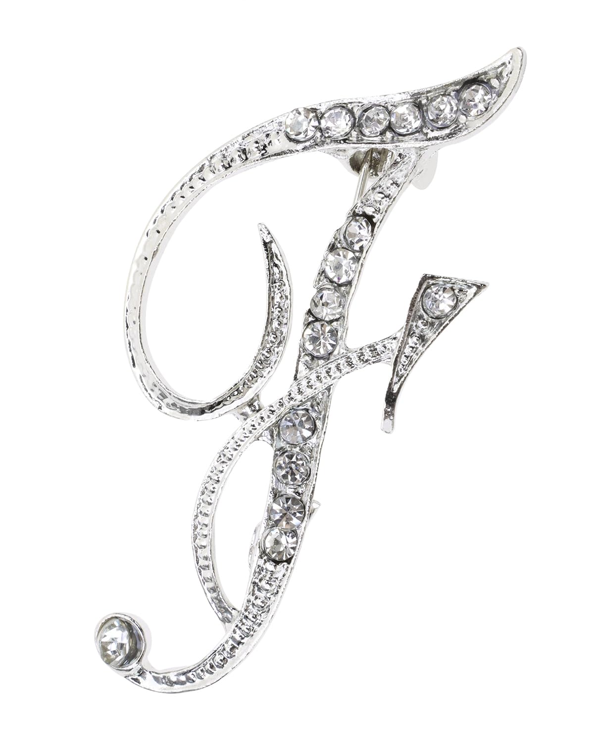 PPhtony26 Letter Brooch Pins Small Silver Metal Rhinestone Crystal Initial A~Z Alphabet Brooch Lapel Pins for Men Women Girls Boys Birthday Christmas Wedding Gift