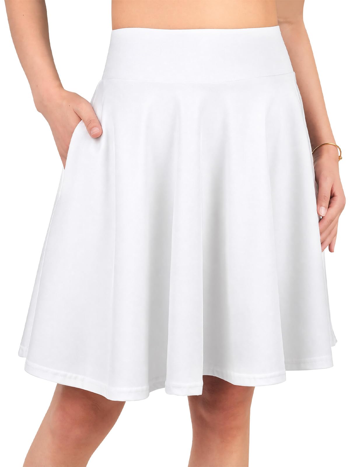 Soudittur Tennisrock Damen mit Innenhose Knielang,50cm Sommer Sports Skort mit Taschen, Hohe Taille Hosenrock mit Innenshorts, Sportrock Damen für Golf,Wandern,Radfahren,Tennis und Alltag