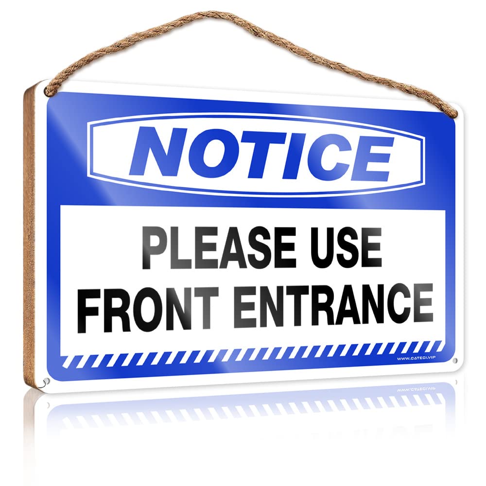 FZFN Spring Porch Sign Notice Please Use Front Entrance Wooden Sign Restroom Decor Welcome Sign For Front Porch Standi(23X35CM)