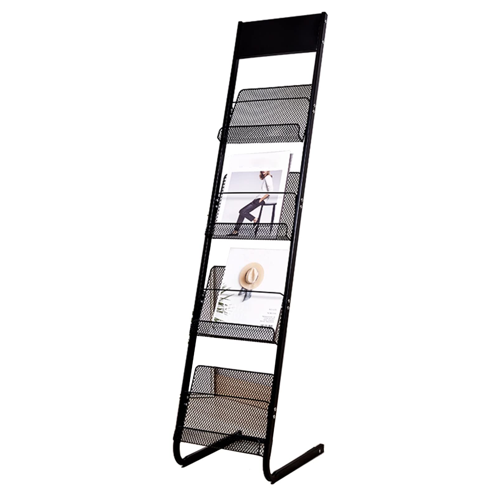 Jkjzsalj Floor Standing Magazine Organizer,4 Pocket Narrow Brochure Rack For Coffee Shop/Bedroom/Beauty Salon/Retail Store Display