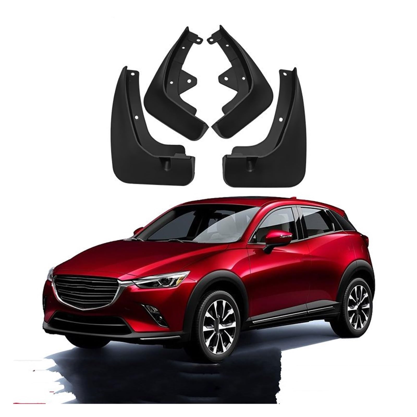 Paraspruzzi Mazda CX-3 2016-2018 - Kit 4 Pezzi Anteriori/Posteriori In Plastica Nera