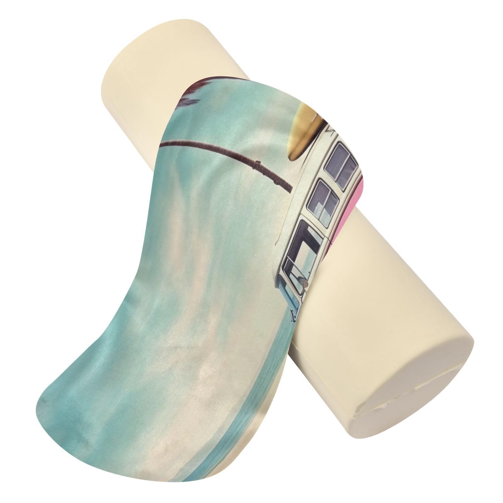 Wassud Beach Surfing Round Cervical Neck Roll Pillow,Memory Foam Bolster Removable Pillow for Sleeping, Support for Neck, Back, Legs,Length 17