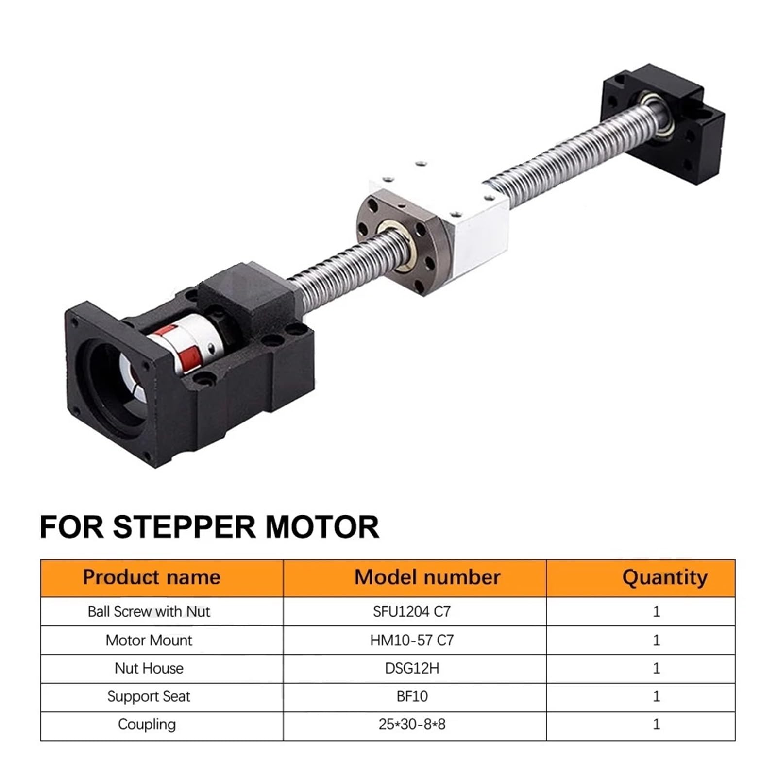 Metal Ball Screw nut end Processing 1set SFU1204 C7 Ball Screw Kit with Nut+BF10+DSG12H+Coupling+HM10-57 Motor Mount for 3D Printer Part(700mm)