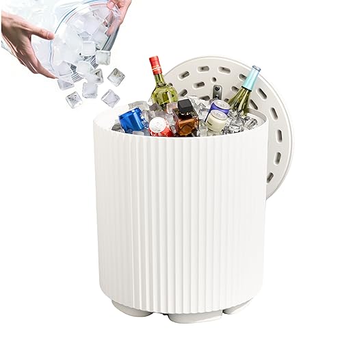 Outdoor Cooler Side Table, 2-in-1 Portable Ice Chest Side Table,