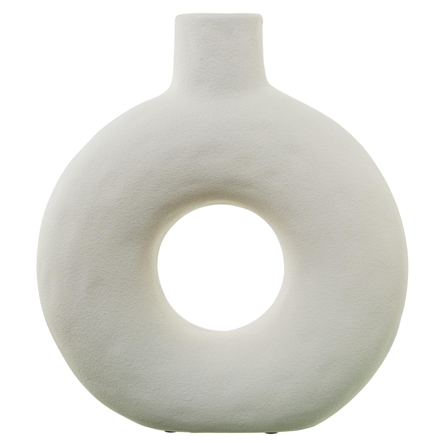 Vase en céramique crème DRW à trou central pour une ambiance zen et sereine