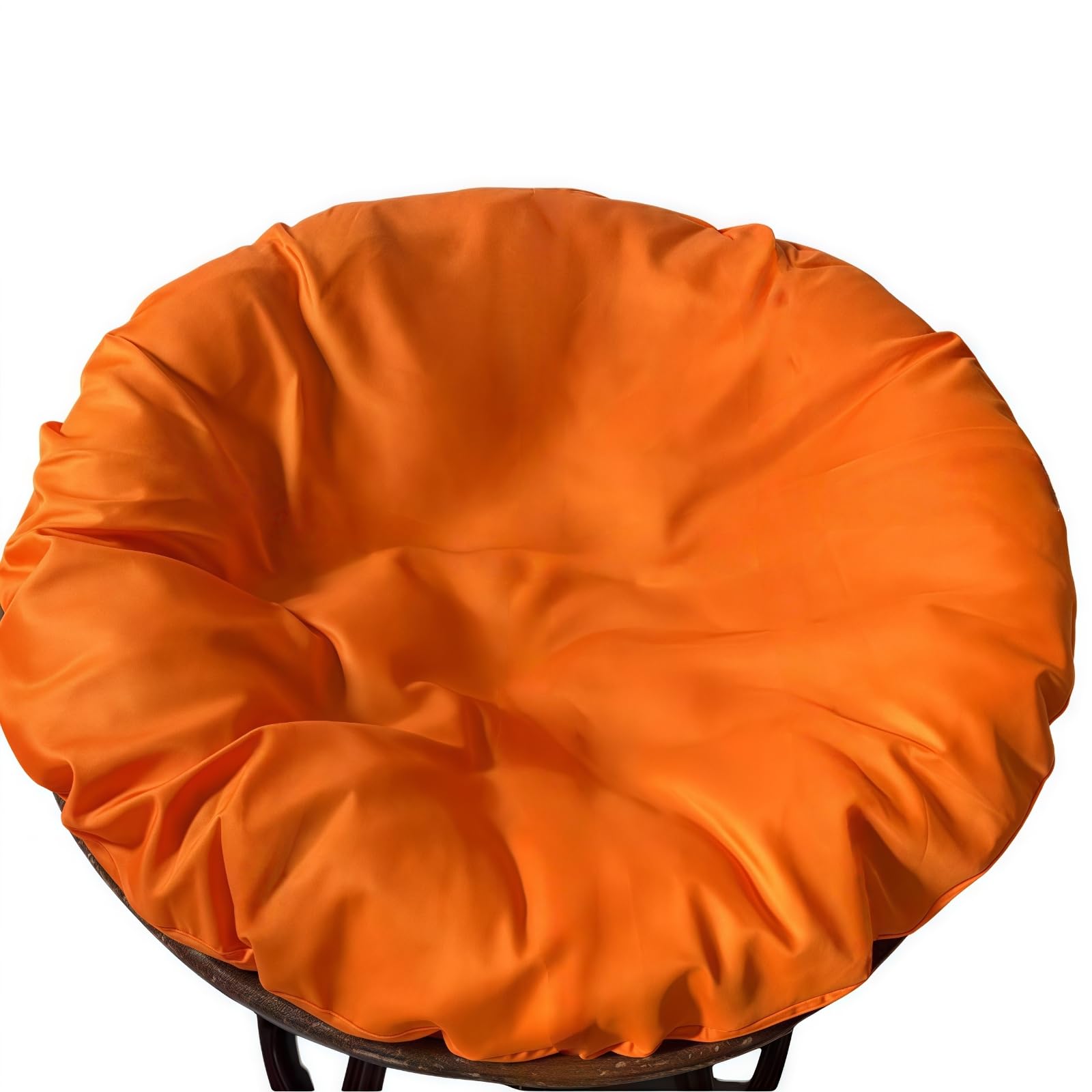 YongXinMY Waterproof Papasan Cushion Cover Only – Outdoor Round Radar Chair Slipcover with Zipper and Ties Anti-Slip Seat Pad Protector for Garden Patio Saucer Chair Moon Chairs (Orange,47in)