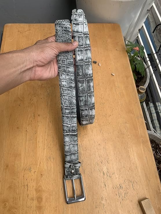 Genuine crocodile Belly leather skin Belts buckle for men, real Alligator Men's belt, strap width 1.57".3