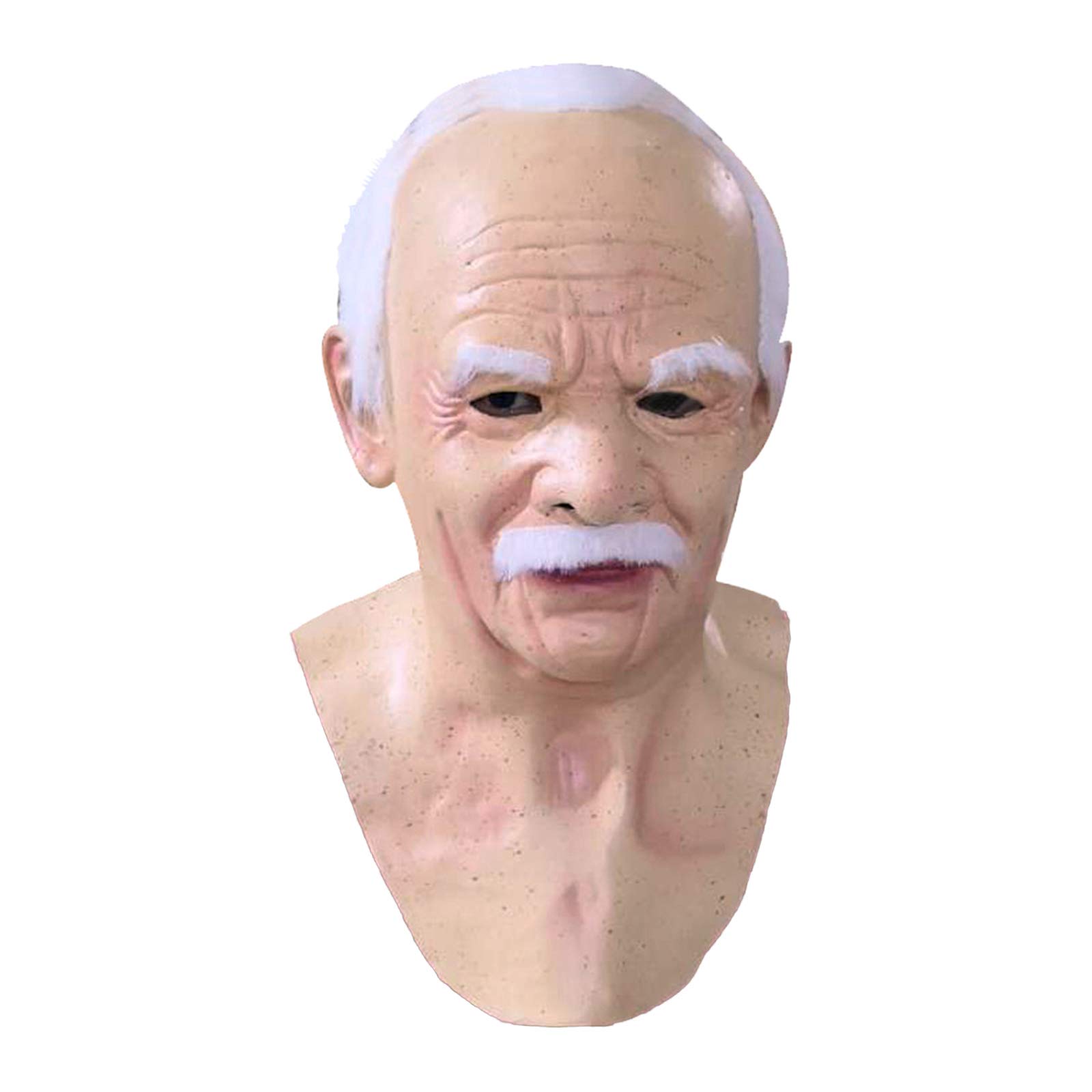 KAQNTUD Realistic Bald Old Man Mask Latex Full Face Neck Helmet for Masquerade Halloween Halloween Man