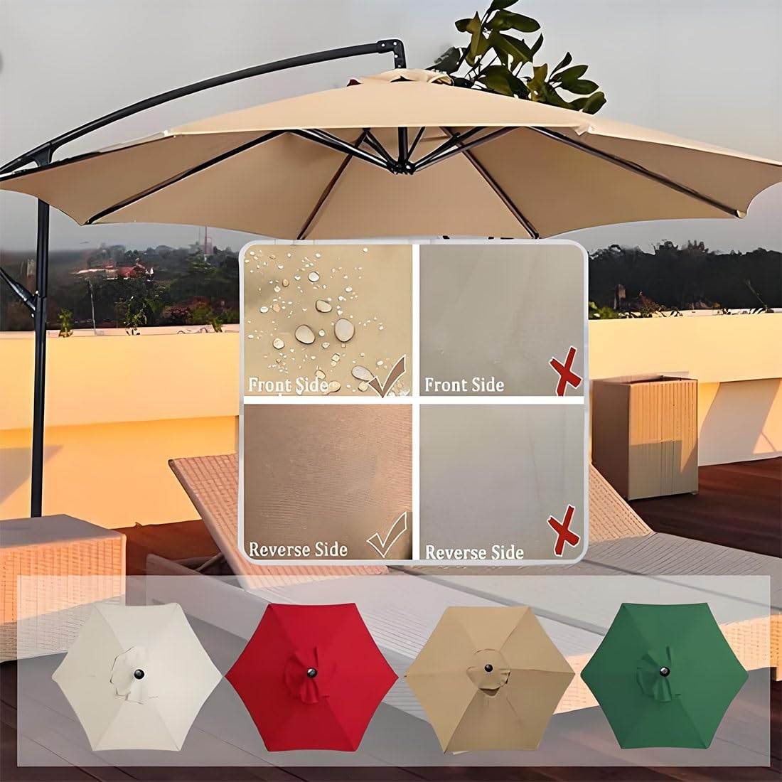 Cubierta para sombrilla de jardín UV50+ de 300 cm, para mesa de patio, 6 varillas, protección al aire libre, impermeable, elegante, color superior, ideal para protección solar.