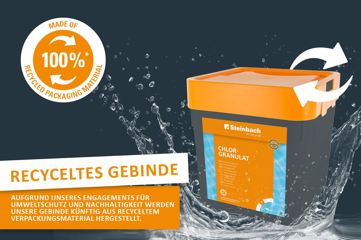 Steinbach Poolpflege Chlorgranulat - 0751205TV00-5 kg - Schnelllöslich - Effektiv - Neutralisierend - auch für Erstdosierung und Schockbehandlung geeignet