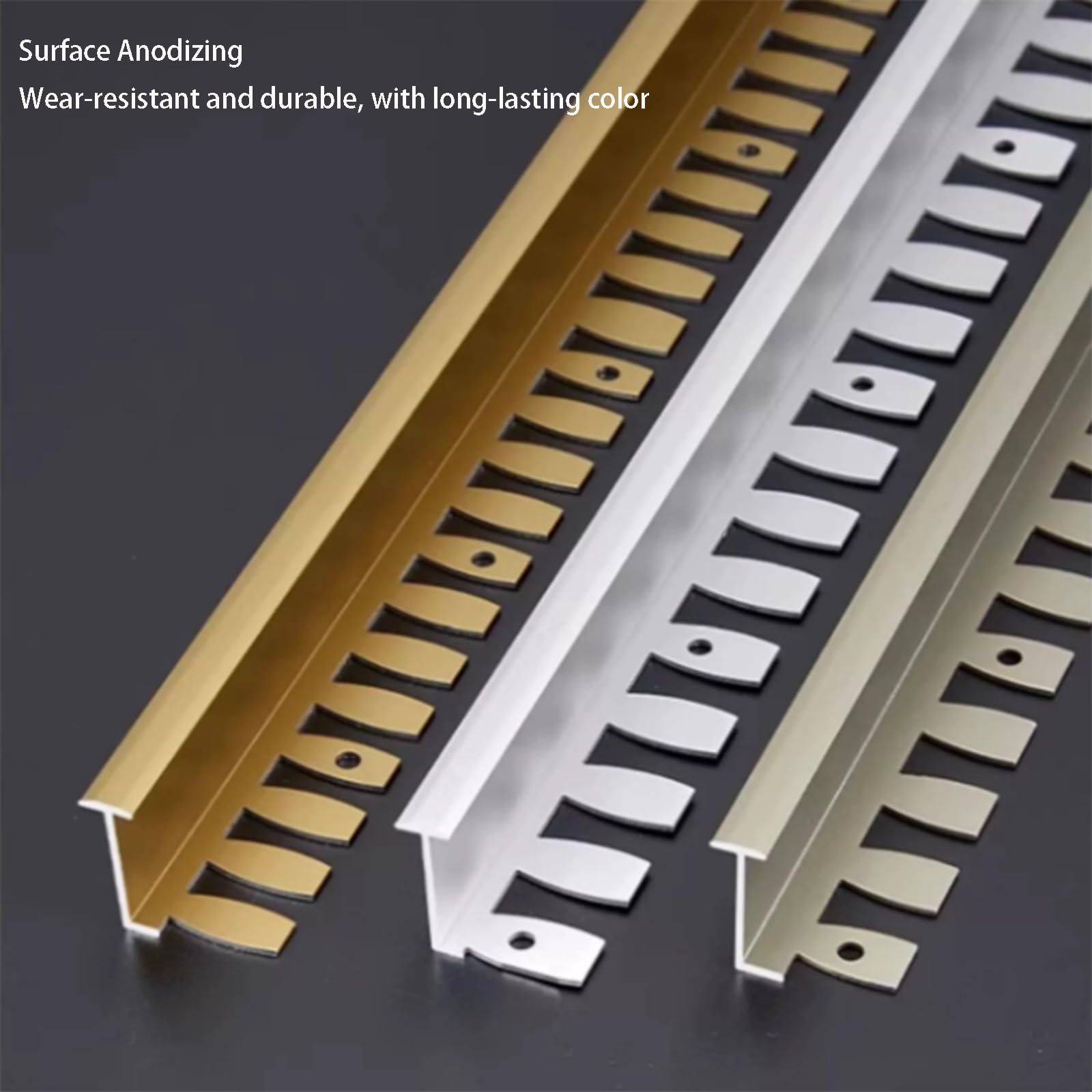 Perfil En T De Aluminio Transición De Suelos, 90 Cm × 3 Unidades; Remate Para Baldosas, Madera Y Laminados — Rellena Huecos(Matte Champagne,8.5mm*90cm)