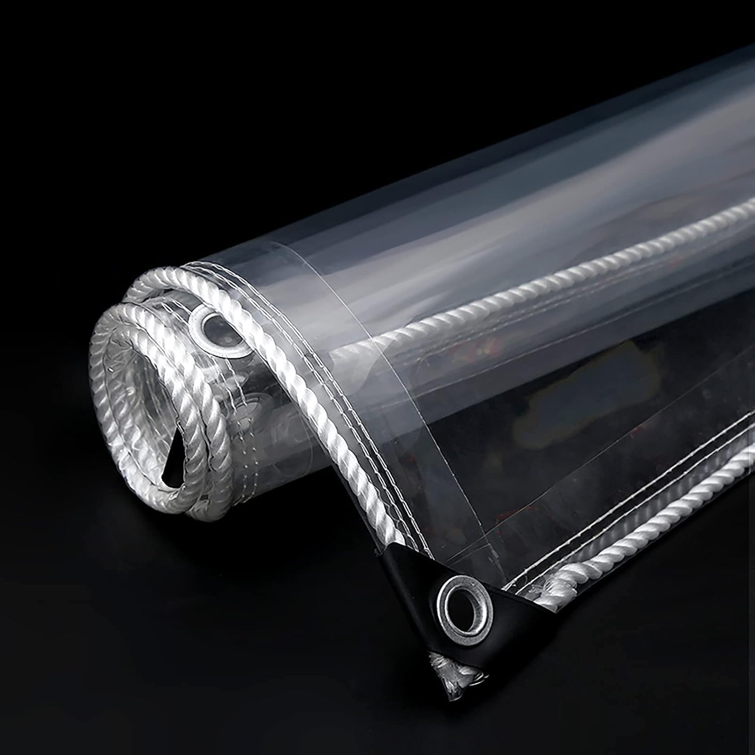 Windschutz Pe Plane 145 x 200 cm Transparent - mit Ösen wasserdichte Durchsichtig Abdeckplane mit Seil für Draussen Garage für Outdoor-Möbel, Veranda, Pergola, A