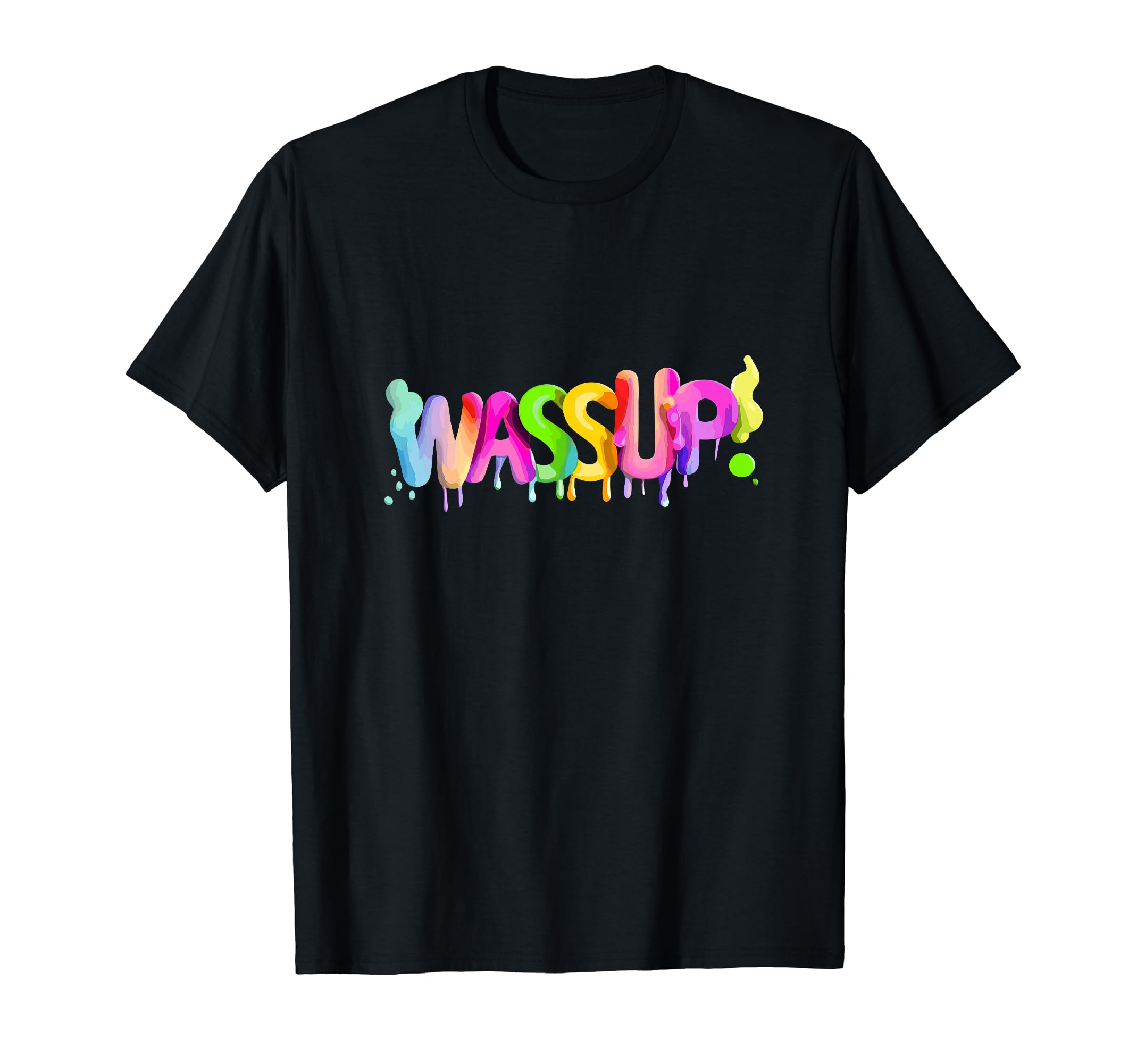 Slang DesignWassup Unisex-Adults Kids V-Neck T-Shirt Black Small