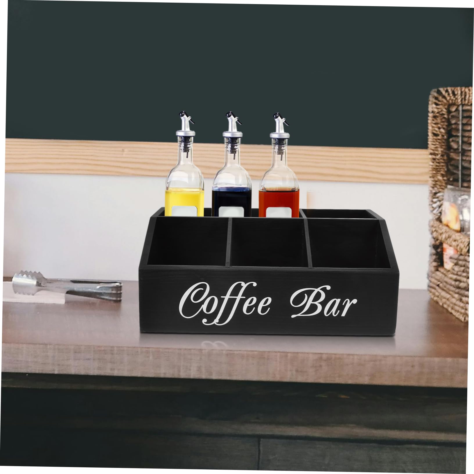 Kaffeebehälter Aus Holz Kaffee Organizer Mit Fachdesign Für Arbeitsplatte Aufbewahrungsbox Für Kaffeezubehör Zuckerpäckchen Papiertüchern Strohhalmen