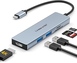 Lemorele USB C Hub 5 in 1 with 4K@30Hz HDMI Port, Space Aluminum Type C Hub Adapter, 2 USB, SD/TF, for MacBook Pro/Air, Wi Price In India