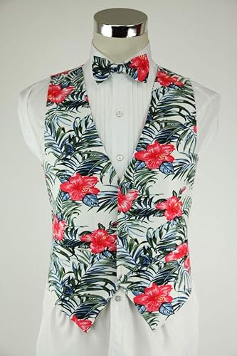 花柄ベスト　蝶ネクタイ　2点セット Amazon | [ワンダー ステージ] ベスト アロハ 花柄 結婚式 ハワイ 沖縄