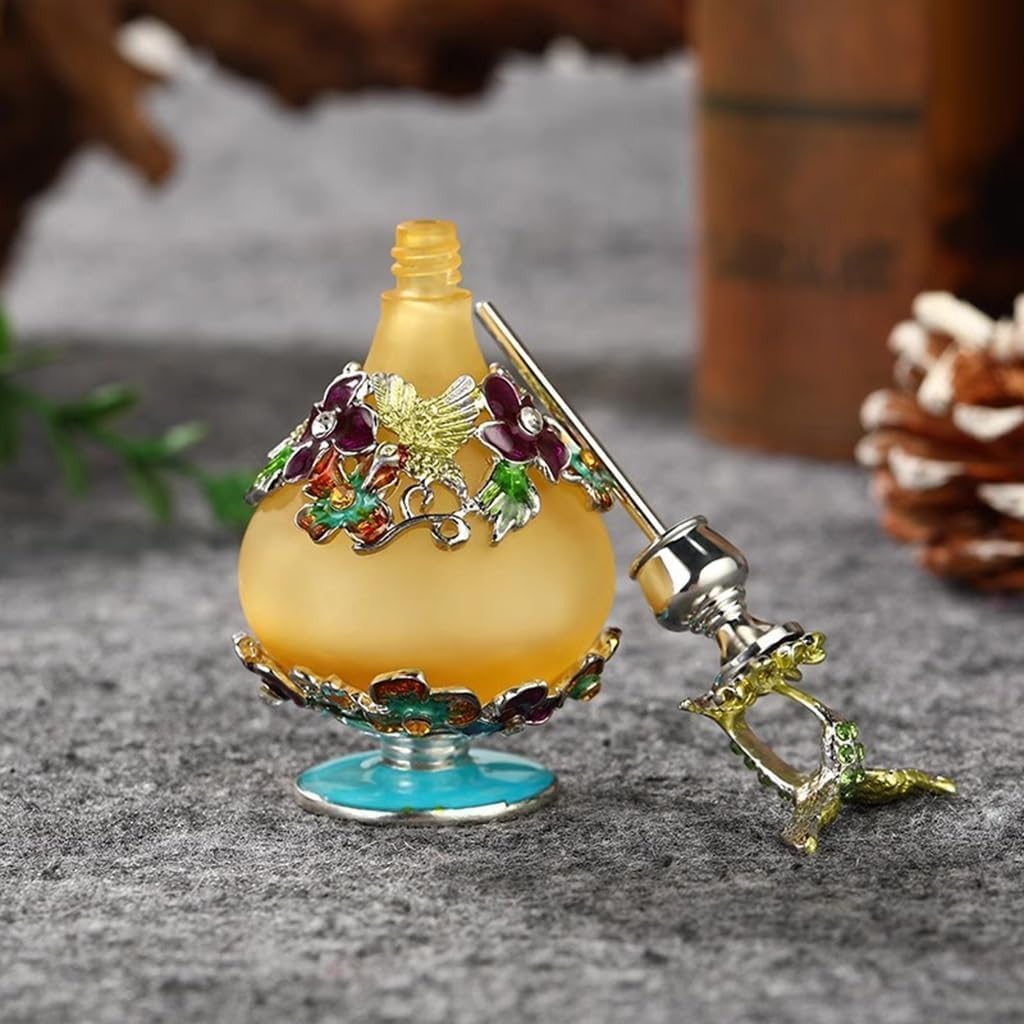 香水スプレーボトル、香水詰め替えボトル、ガラスヴィンテージ香水ボトル空、25mlハチドリ香水装飾ボトル、エッセンシャルオイル空のボト