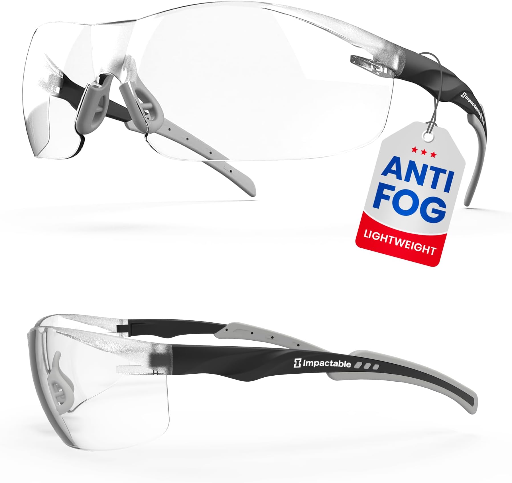 Clear Safety Glasses for Men & Women, Eye Protection, Black