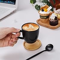 Vista 53 de Hasense Juego de tazas y platillos de porcelana para capuchino de 6 a 6 onzas Demitasse Espresso con asa, perfectas para café con leche, café moca