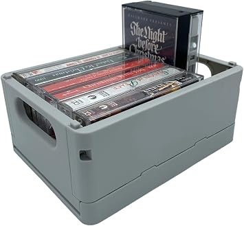 Record-Happy Cassette Tape Storage Box Organizer Collapsible Holder Display for your Vintage Cassette Tape Collection - Plastic Mini Basket Foldable Case for Office Desk Kitchen Bedroom