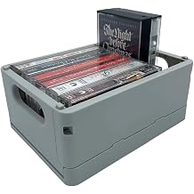 Record-Happy Cassette Tape Storage Box Organizer Collapsible Holder Display for your Vintage Cassette Tape Collection - Plastic Mini Basket Foldable Case for Office Desk Kitchen Bedroom