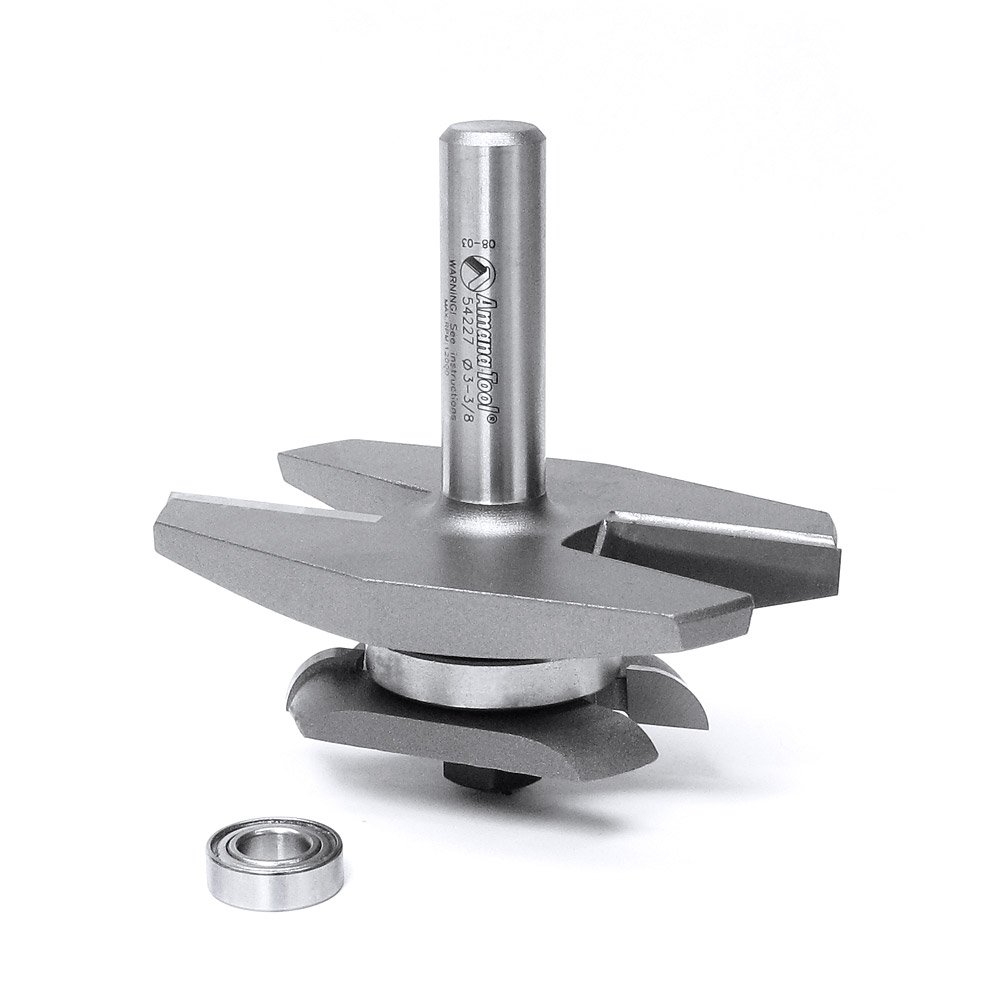 Amana Tool 54227 Fraise à défoncer traditionnelle à 2 cannelures pour panneau surélevé 9,5 cm de diamètre par tige de 1,27 cm avec fraise arrière