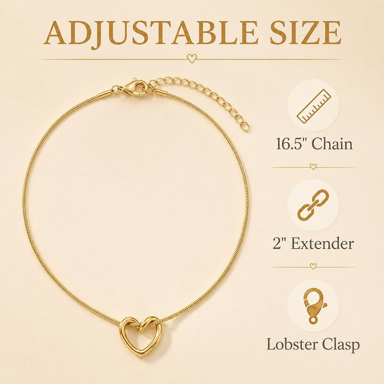 LemonRose Dainty Gold Heart Necklace for Women 14k Gold Plated Heart Pendant Choker Necklaces Small Gold Love Open Heart Chain Necklace for Women Simple Gold Necklace for Women Trendy Jewelry Gifts
