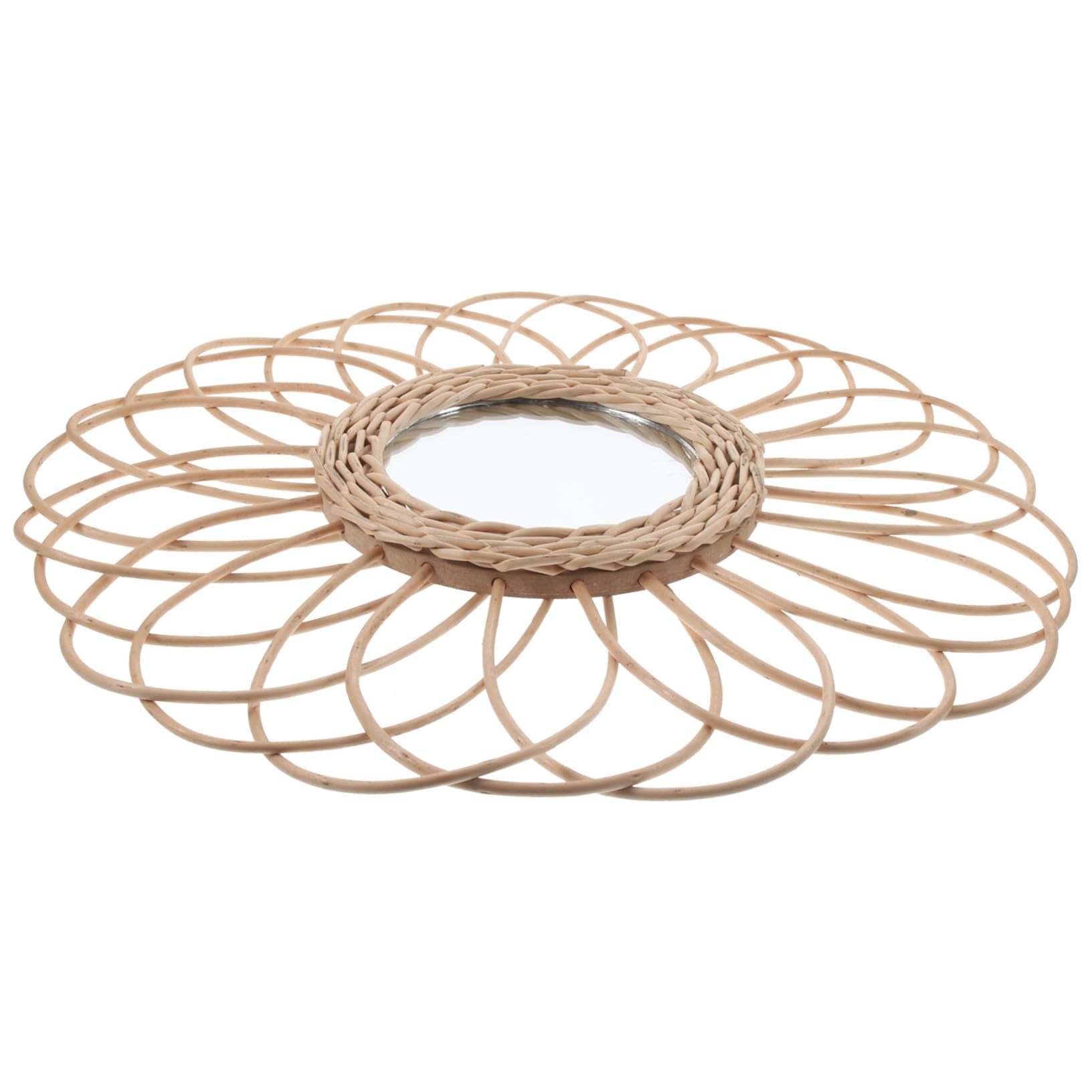 Cabilock Decoraciones para Vivero Espejos De Ratán para Pared Espejo De Pared De Algas Marinas Espejos De Dormitorio para Pared Tejido De Bambú Pequeño Espejo Redondo Vidrio