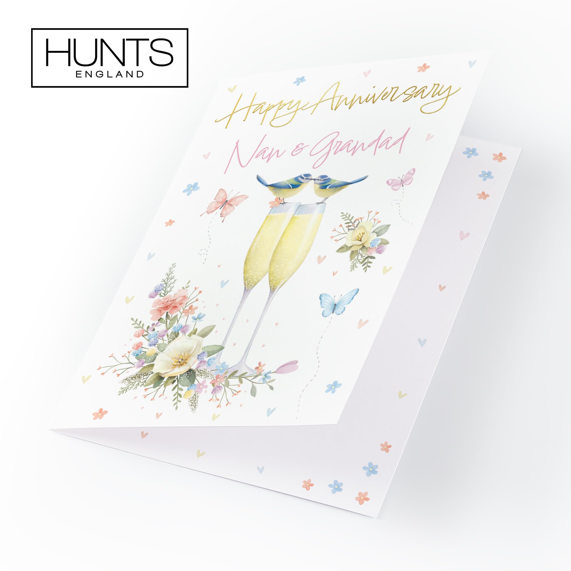 Hunts England, Nan And Grandad Anniversary Card, A5 Size, Champagne Flutes, Gold Foil, Anniversary Card For Nan And Grandad - Image 4