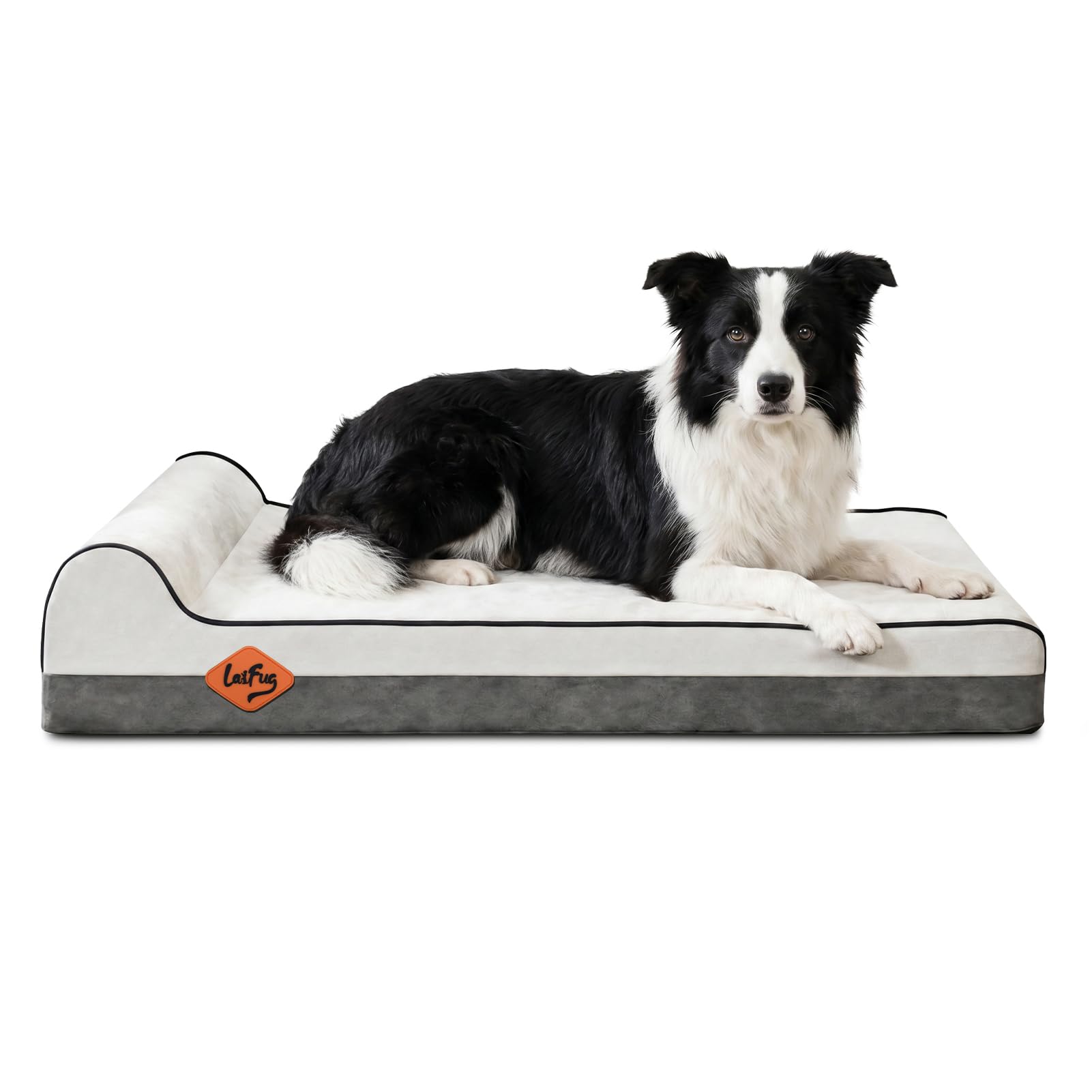 Laifug Orthopedic Memory Foam Extra Large Dog Bed with Pillow and Durable Water Proof Liner &amp; Removable Washable Cover &amp; Smart Design (Large (40"x25"x5.5"),Dark Grey)