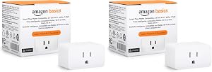Amazon Basics Smart Plug, Matter Compatible, Compatible with Amazon Alexa, Google Home, Apple HomeKit, Matter Hub Required, 2.4 GHz Wi-Fi only, White, X-Pack (Pack of 2)