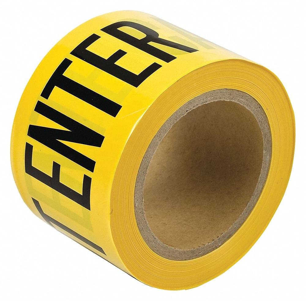 "CAUTION DO NOT ENTER" Yellow Premium Barricade Tape, Halloween Tape, 3" x 300 Feet, 1 Roll
