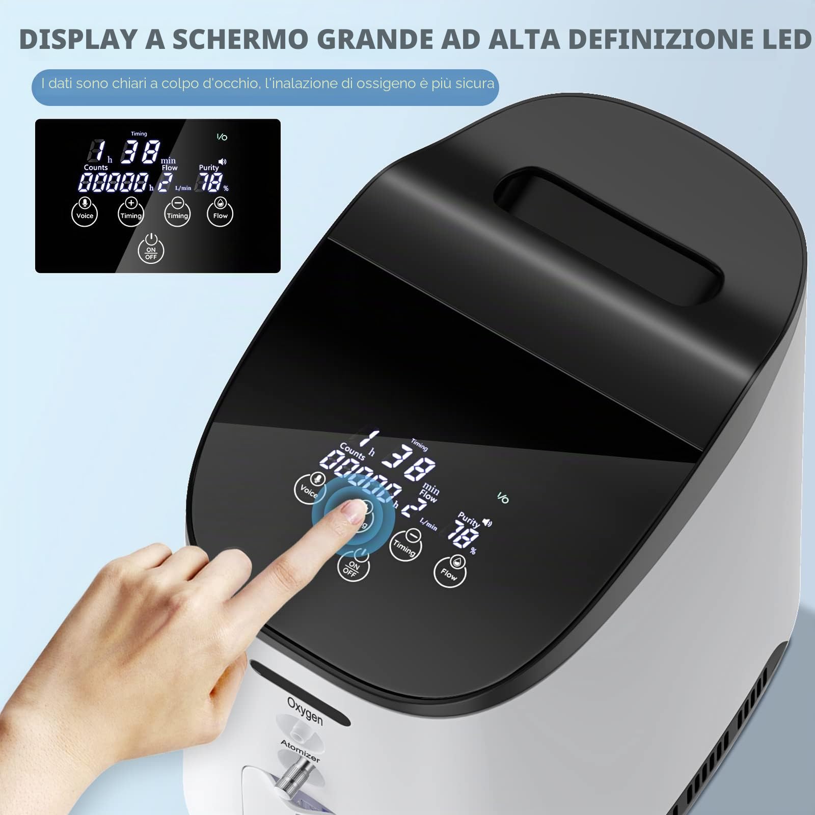 Yontwe Generatore di ossigeno continuo 1 – 7 l/min concentratore di ossigeno regolabile per uso domestico 30% – 93% AC220V per concentratore di ossigeno domestico