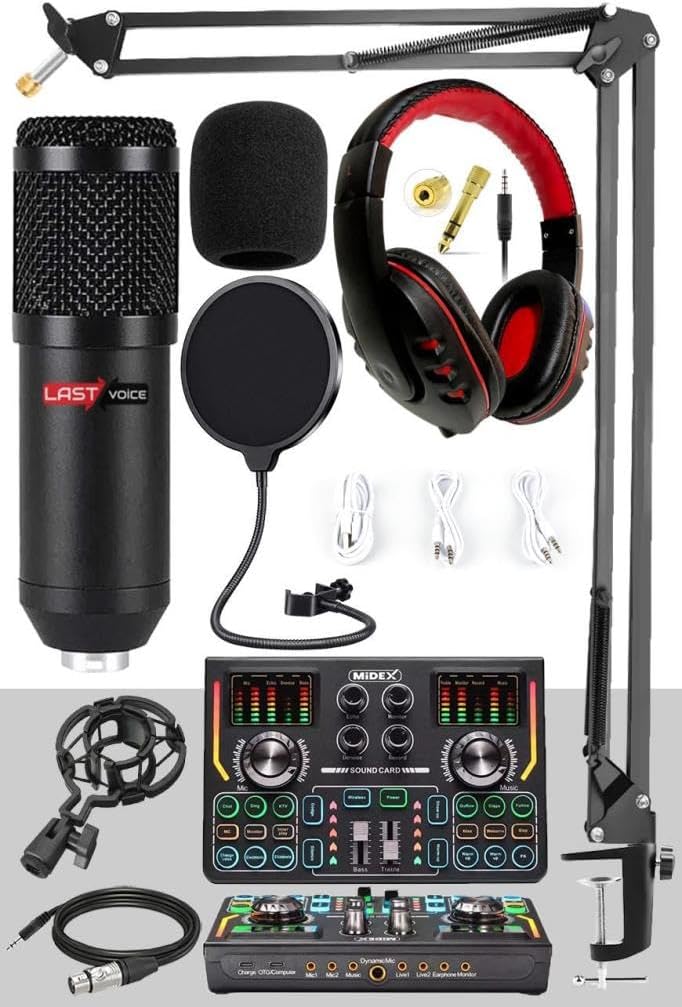 Lastvoice BM800 Titanium Set Efektli Ses Kartı, Mikrofon Kulaklık, Stand (PC ve Telefon)