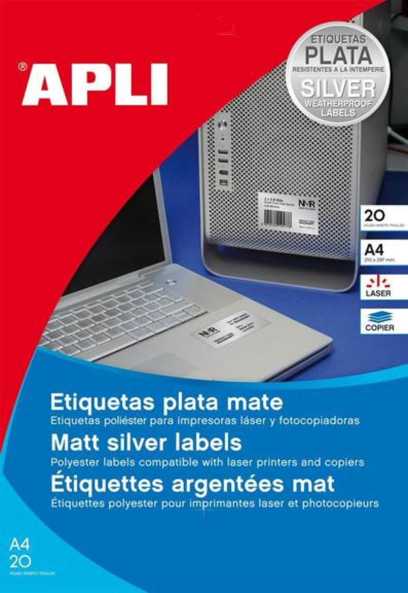 agipa Typenschild-Etiketten, rund, Durchmesser 40 mm, silber, Sie erhalten 1 Stück á 20 Blatt
