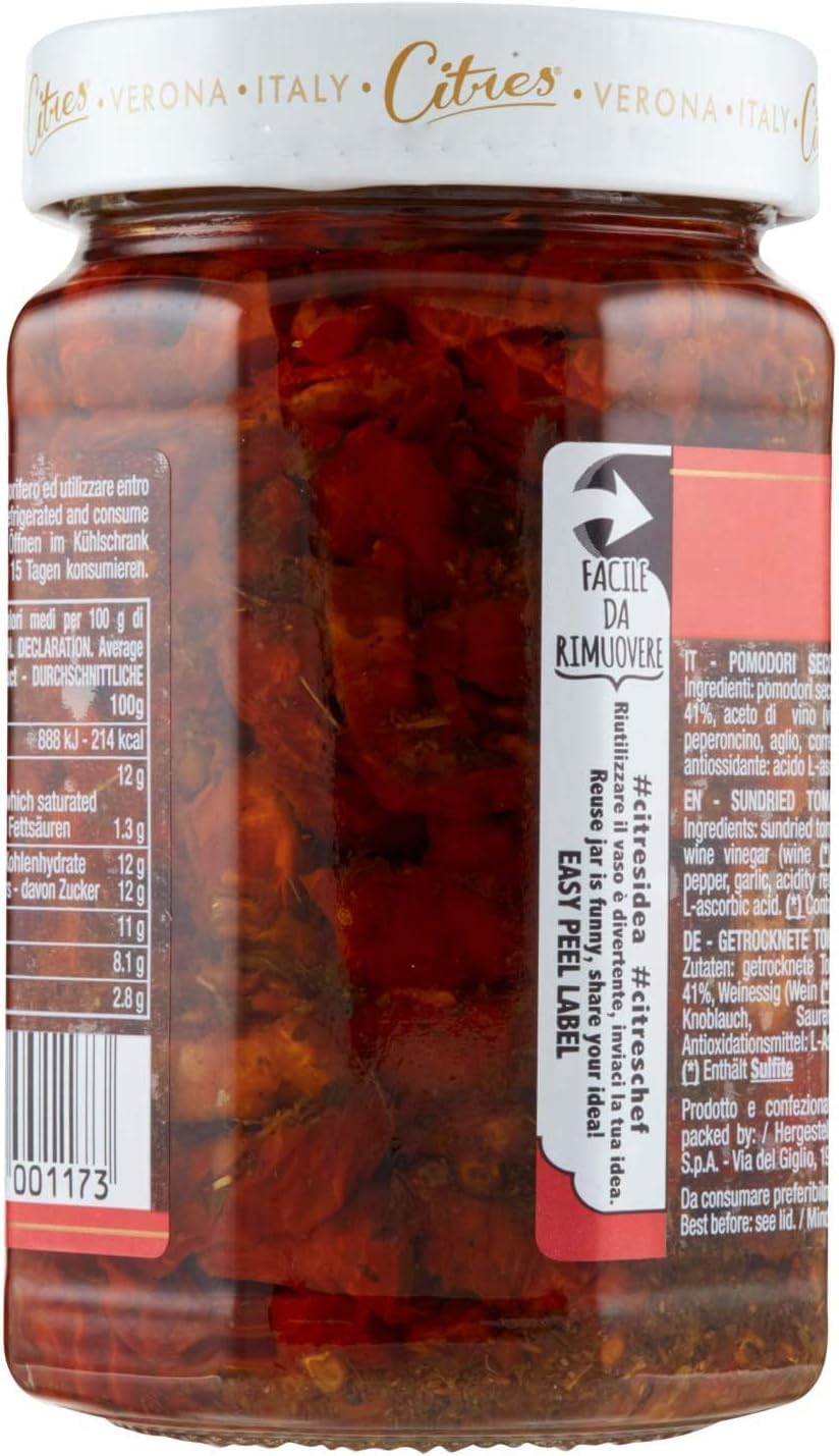 Pomodori Secchi a Filetti in Olio di Girasole, Confezione da 12 Vasetti da 290g, Prodotto Italiano con Erbe e Spezie, Ideale per Antipasti, Pasta, Insalate e Piatti Mediterranei dal Gusto Autentico