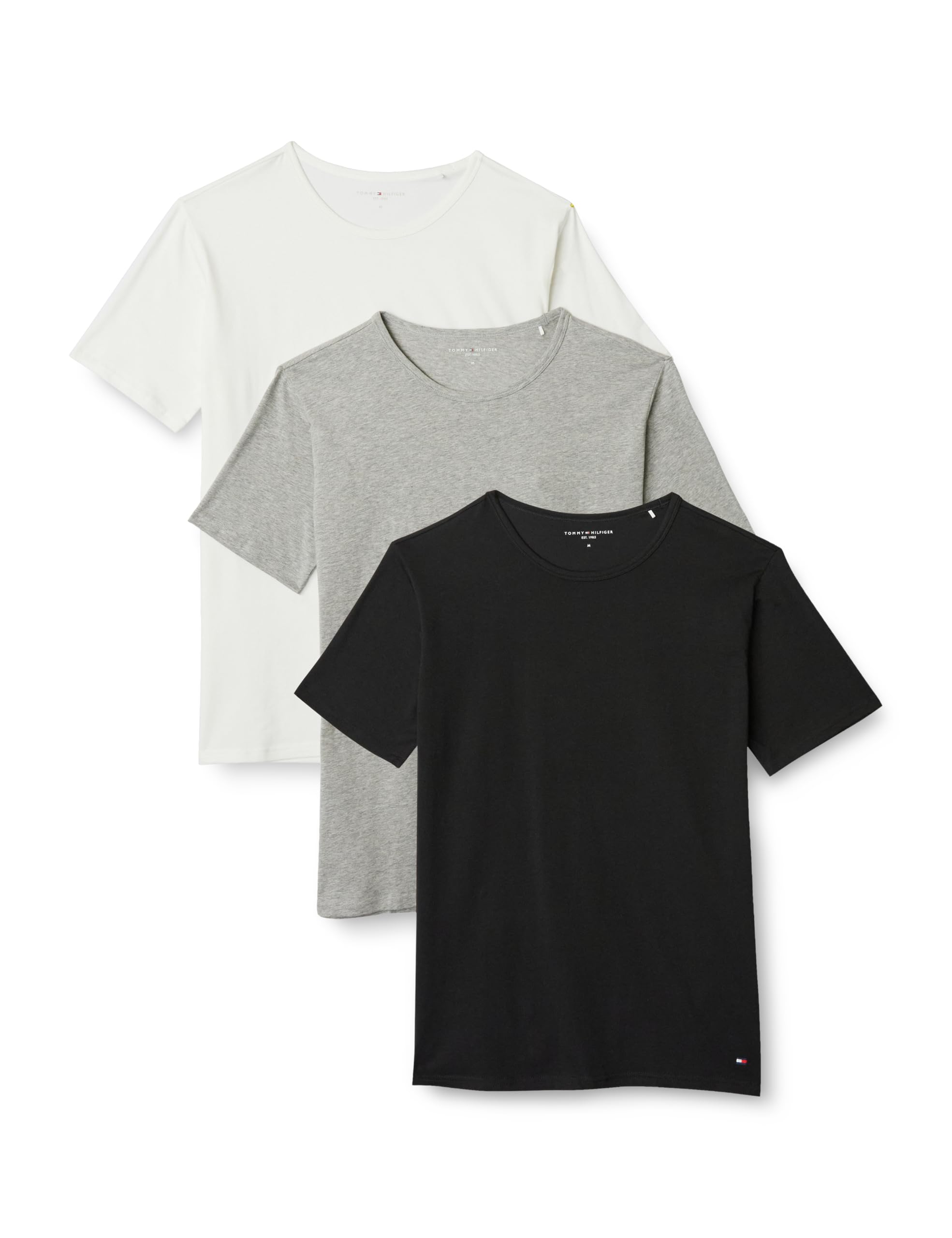 Tommy Hilfiger Men's Stretch Cn Tee Ss 3Pack UM0UM03933 S/S T-Shirt, Multi (Black/White/Grey Heather), L