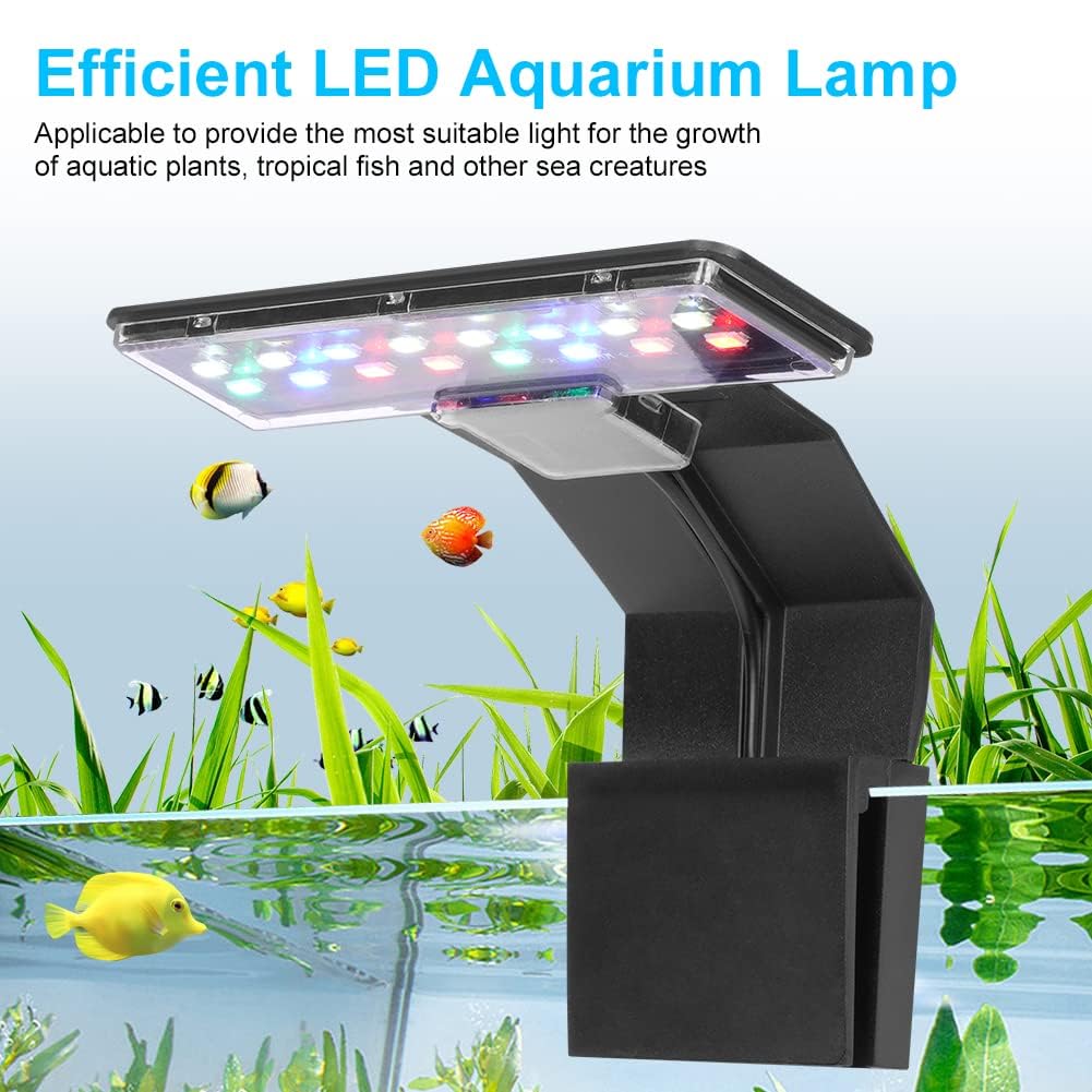 Luce per Acquario LED 9W 16 LED Mini Lampada Clip 6mm Nero
