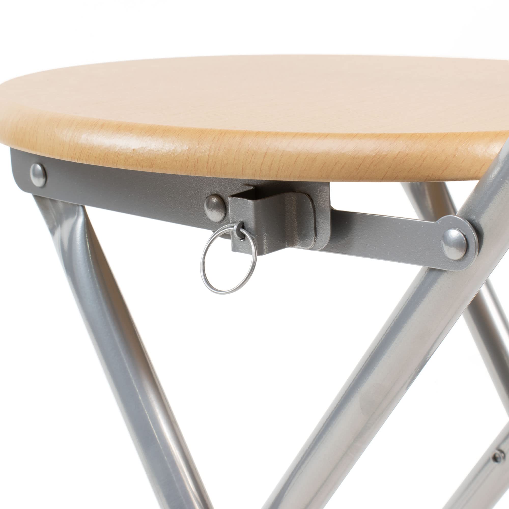 thesecrethome.es - Set de 6 Sillas Plegables de Cocina - Asiento Plegable de Metal y Madera - Silla Apta para Interior y Exterior - Alto. 74 cm x Diámetro. Ø30 cm