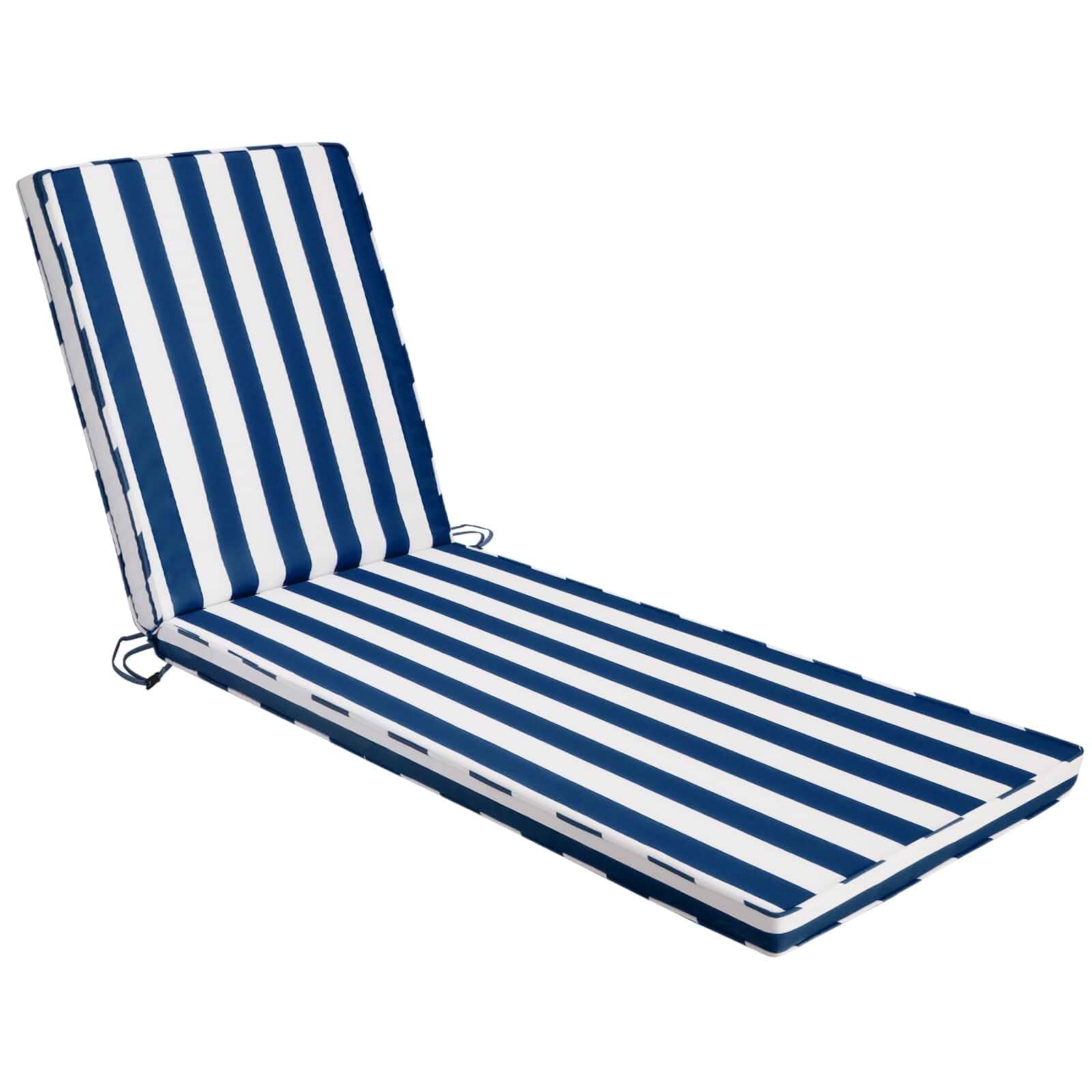 Outdoor Chaise Lounge Cushions, 71x22x3 in, Blue White Stripes Waterproof Lounge Chair Pads, Washable Replacement Cover, 28D Foam, for Pool, Patio, Lawn, Garden, Yard Furniture