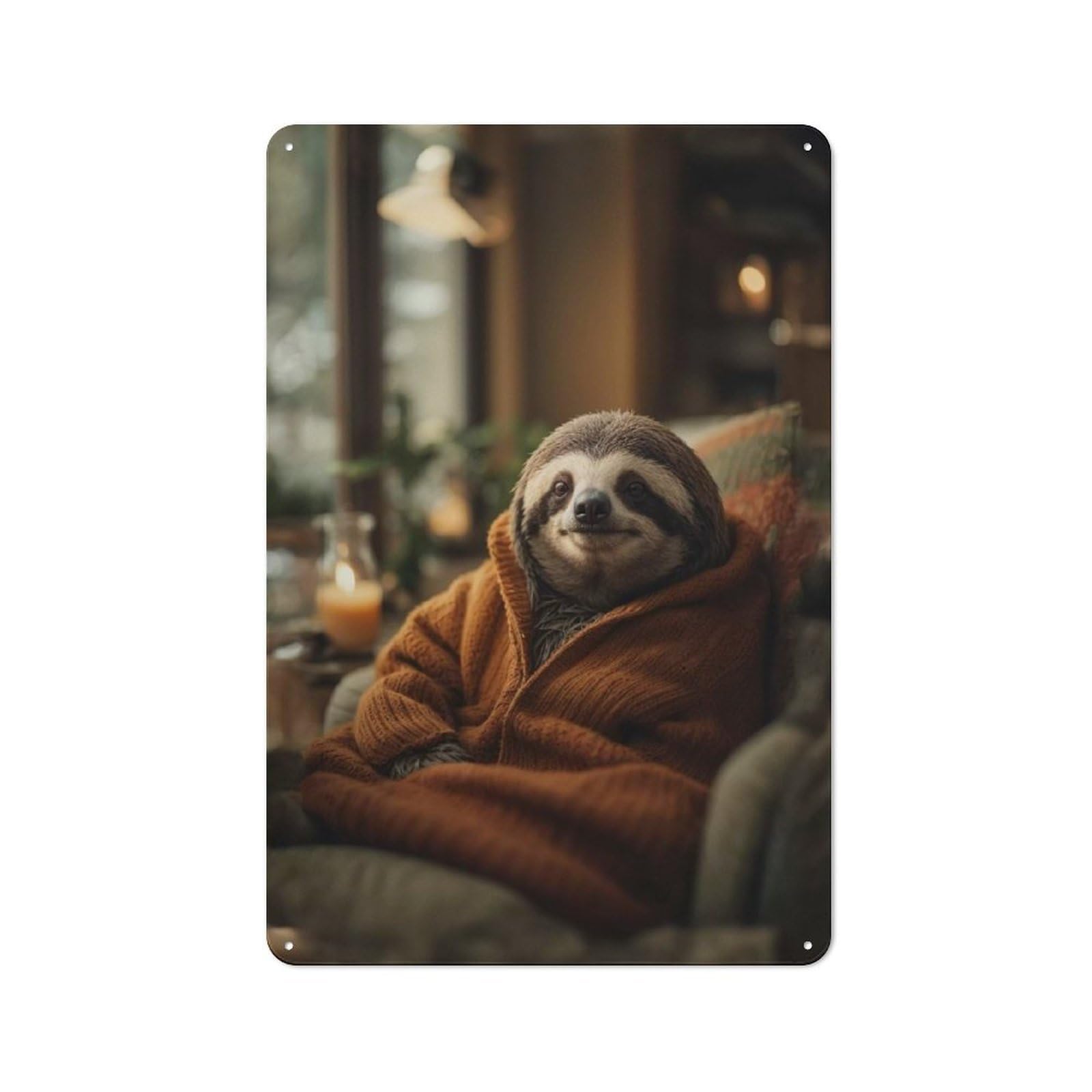Junmoney Lazy And Cozy Sloth Kitchen Metal Sign With Design 30X20cm, Cosy Kitchen Wall Decor For Bakery, Diner, Cafe Or Family Room
