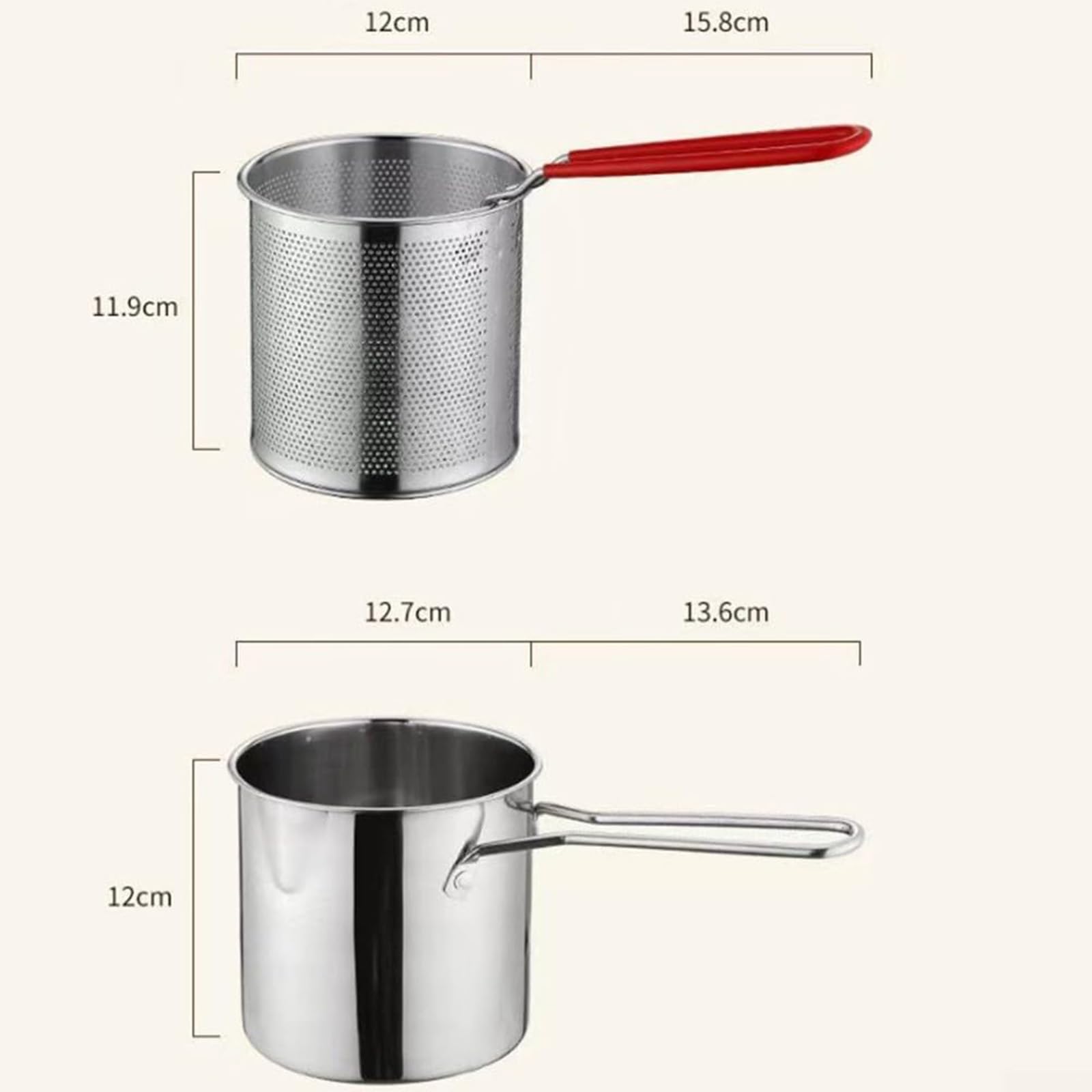 Mini Friteuse | 7-Delige RVS Pan Van Roestvrij Staal,1,2L
