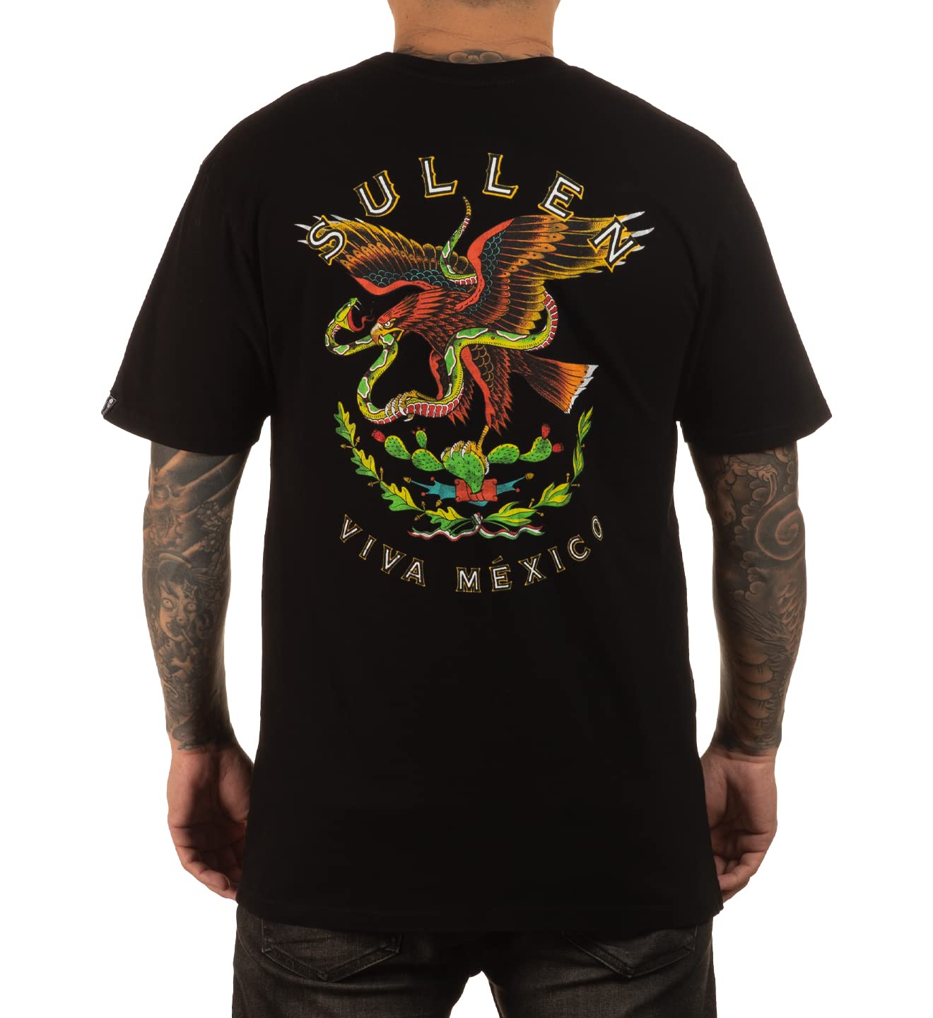 SullenSullen Men's Viva Mexico Cinco De Mayo Tattoo Lifestyle Graphic Premium Short Sleeve Tee